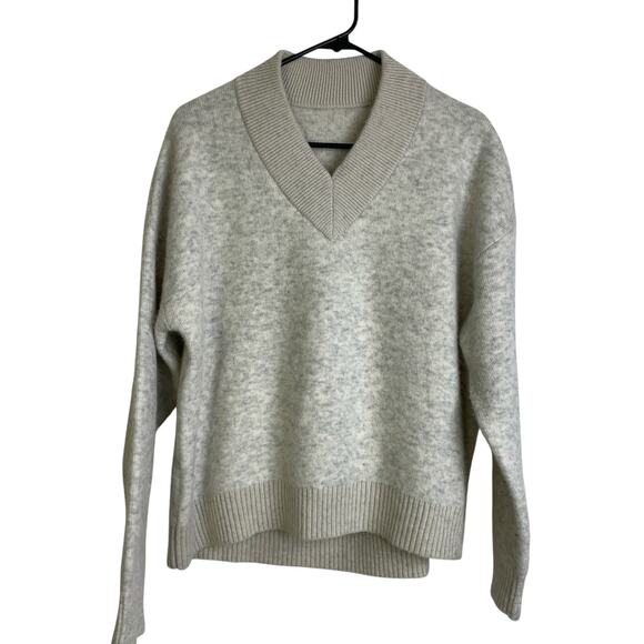 Lululemon Alpaca Wool Sweater Gray Womens Pullover V Neck Long Sleeve Knit Cozy - Picture 1 of 8